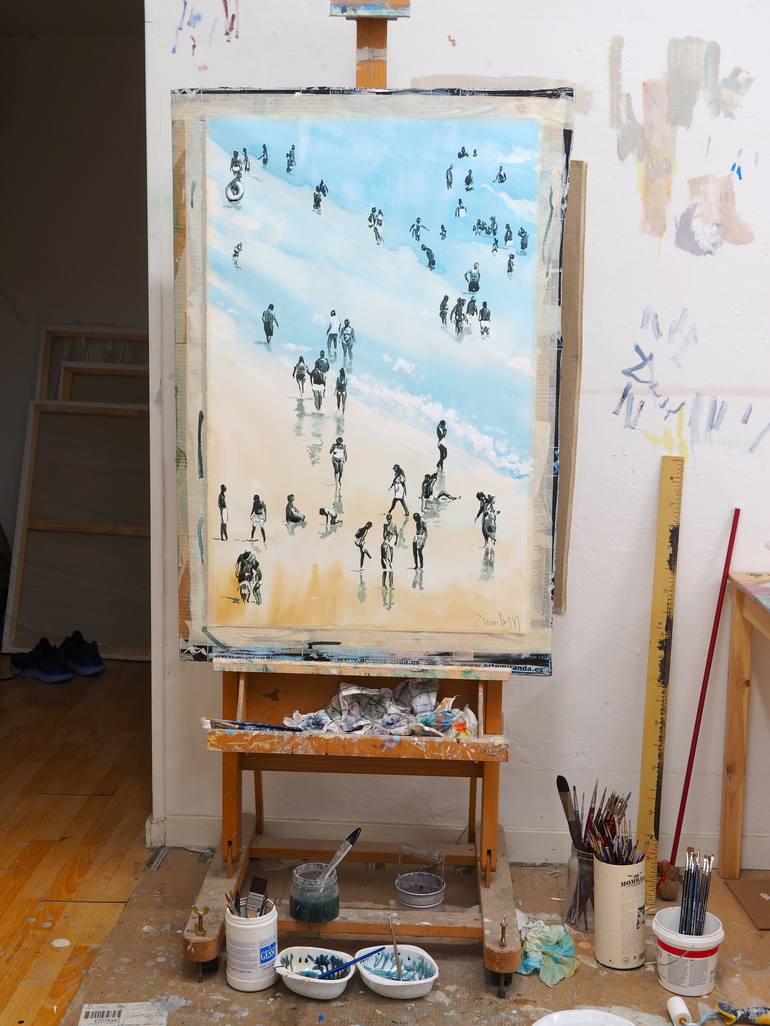 Original Figurative Beach Painting by Carlos Martín