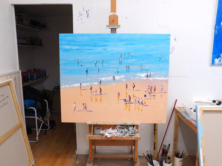 Original Figurative Beach Painting by Carlos Martín