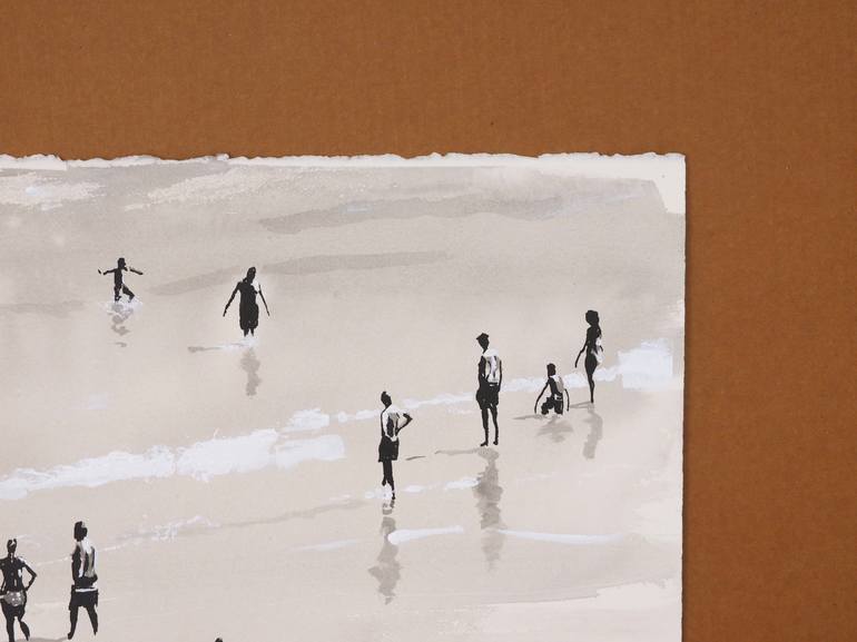 Original Figurative Beach Drawing by Carlos Martín