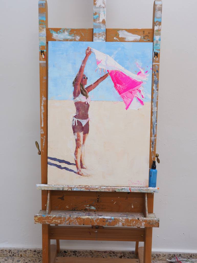 Original Figurative Beach Painting by Carlos Martín