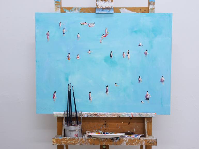 Original Figurative Beach Painting by Carlos Martín