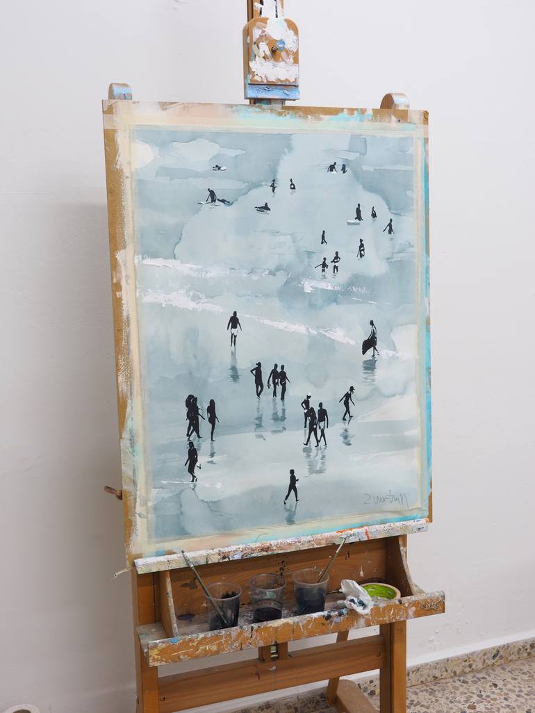 Original Conceptual Beach Painting by Carlos Martín