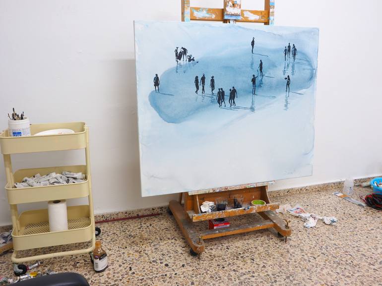 Original Conceptual Beach Painting by Carlos Martín