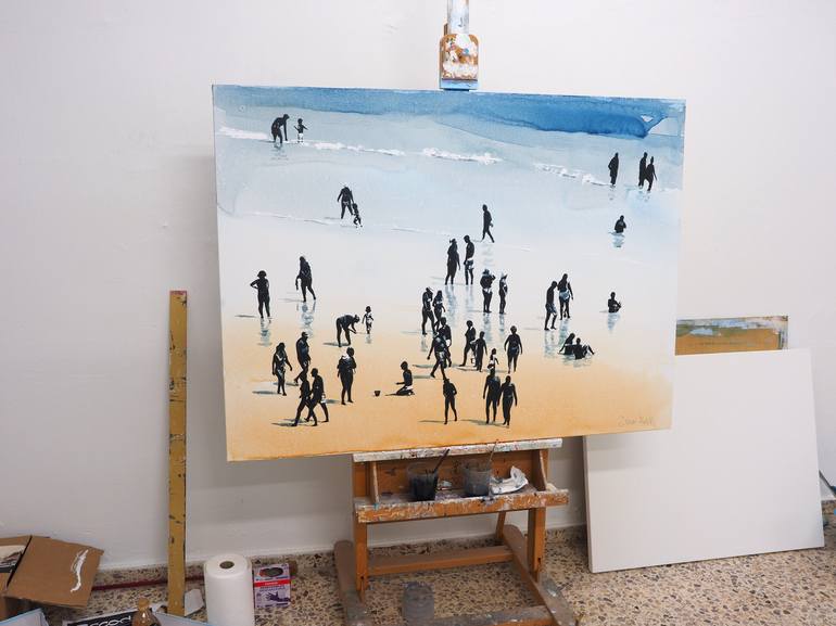 Original Modern Beach Painting by Carlos Martín