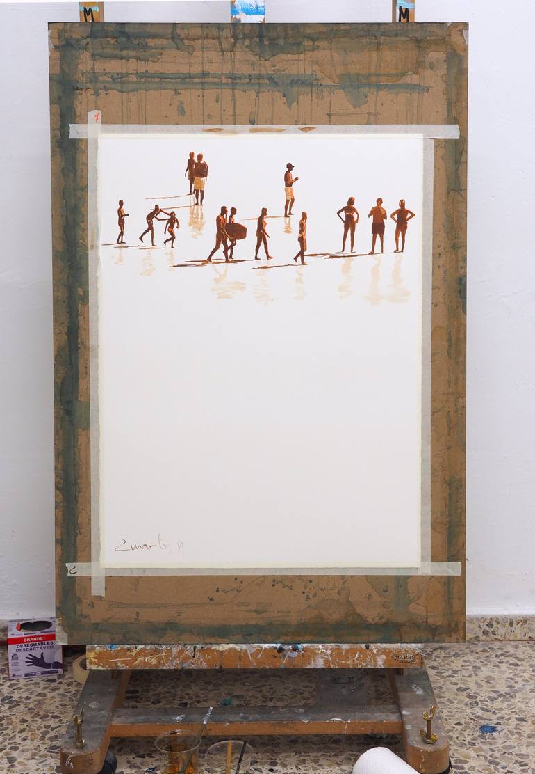 Original Conceptual Beach Drawing by Carlos Martín