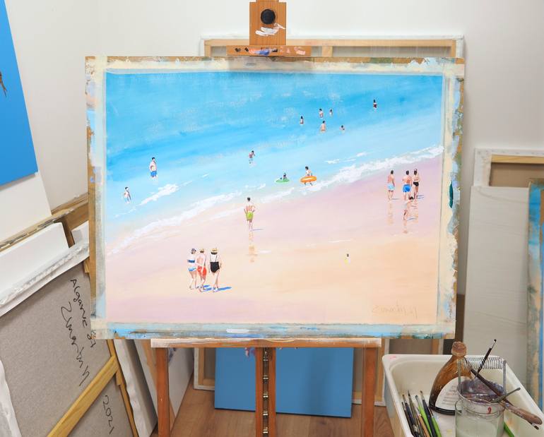 Original Figurative Beach Painting by Carlos Martín