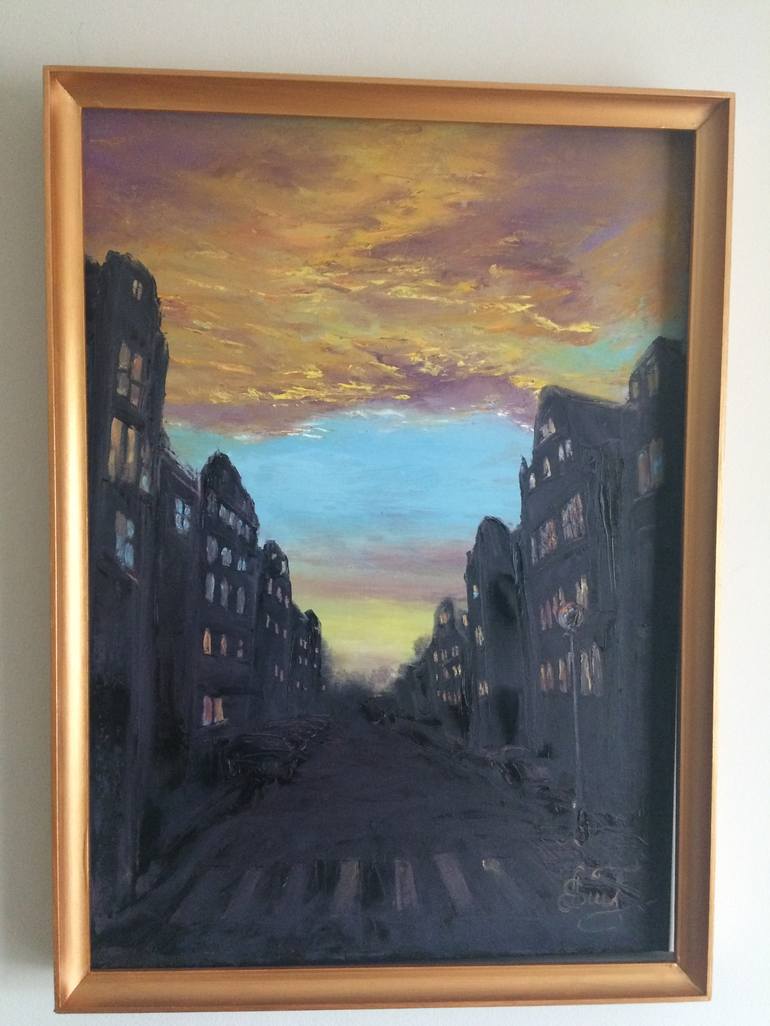 Original Impressionism Cities Painting by Saulius Andriuškevičius