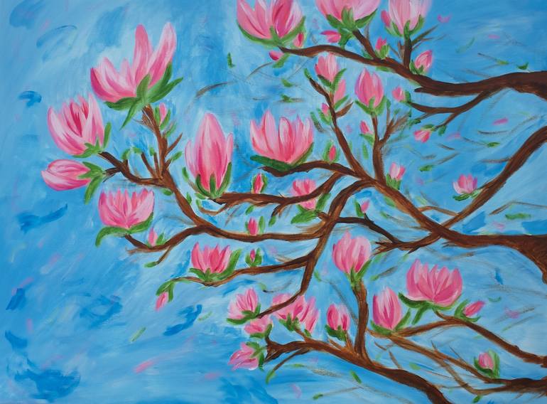 Magnolia in Bloom Painting by Becky Danese | Saatchi Art