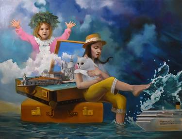 Original Surrealism Water Painting by Alex Ghizea Ciobanu