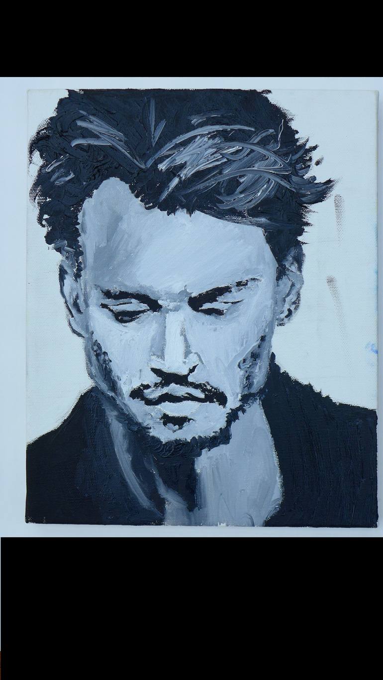 Johnny Depp Black&White Painting by Finn Bohnstedt | Saatchi Art