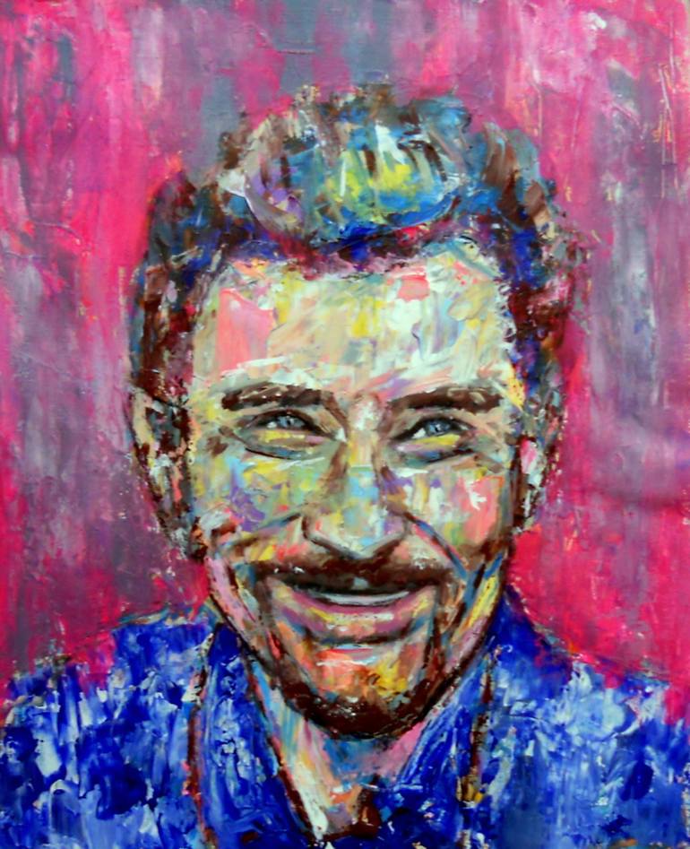 Tribute to Johnny Hallyday Painting by Jy Rendo | Saatchi Art