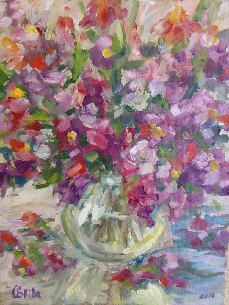 Original Impressionism Floral Painting by Olena Skiba