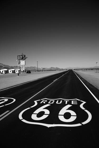 Route 66 Mojave Desert 2012 BW thumb
