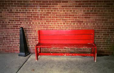 Red Bench Behind Stop & Shop 2018 thumb