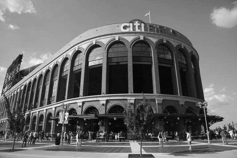 Citi Field New York Mets Black & White Stadium Digital 