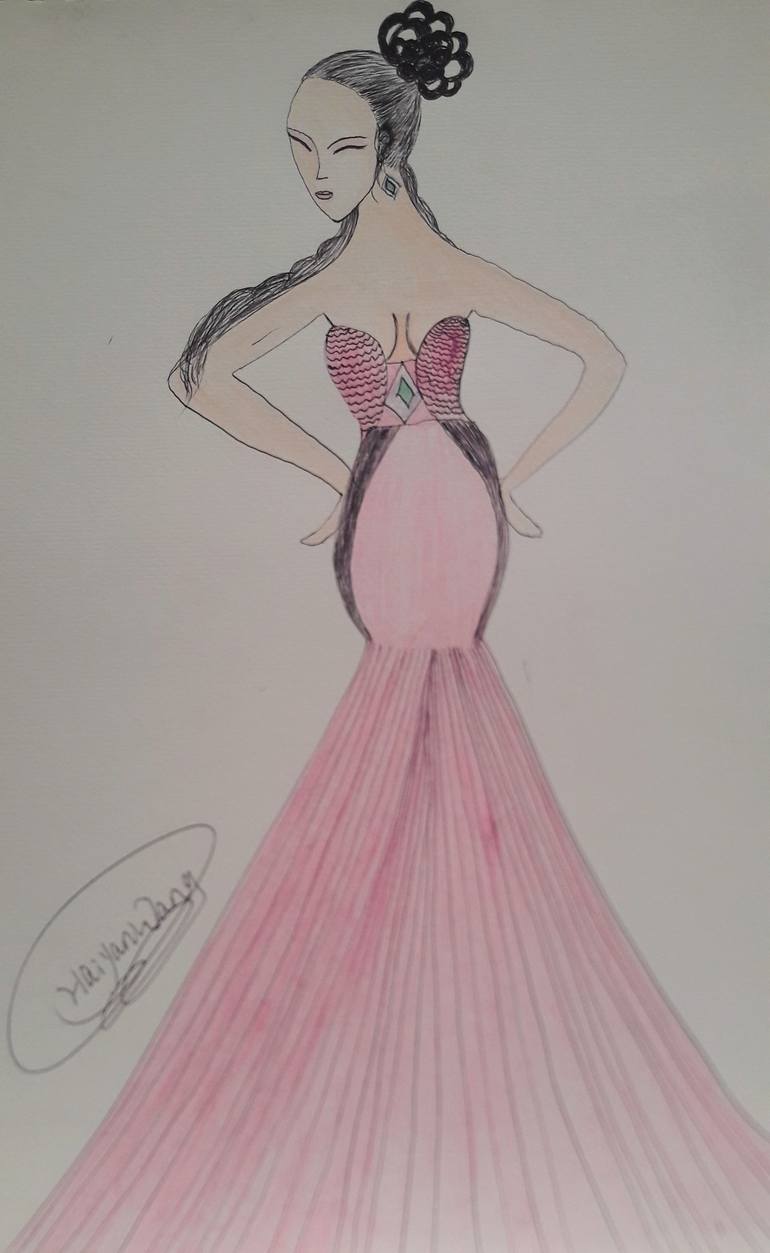 pink dress design