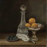 Peaches and Prunes with a Glass Bottle by Charo Mirat