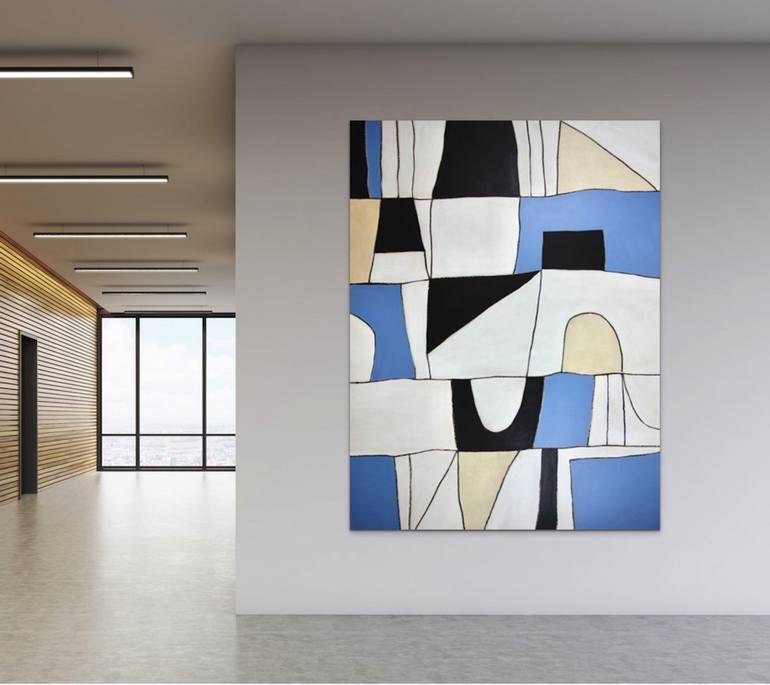 Original Abstract Expressionism Geometric Painting by Michelle Louis