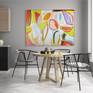 In a virtual room. Painting is 67 inches wide.