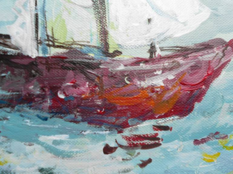 Original Fine Art Ship Painting by RENATA KACOVA