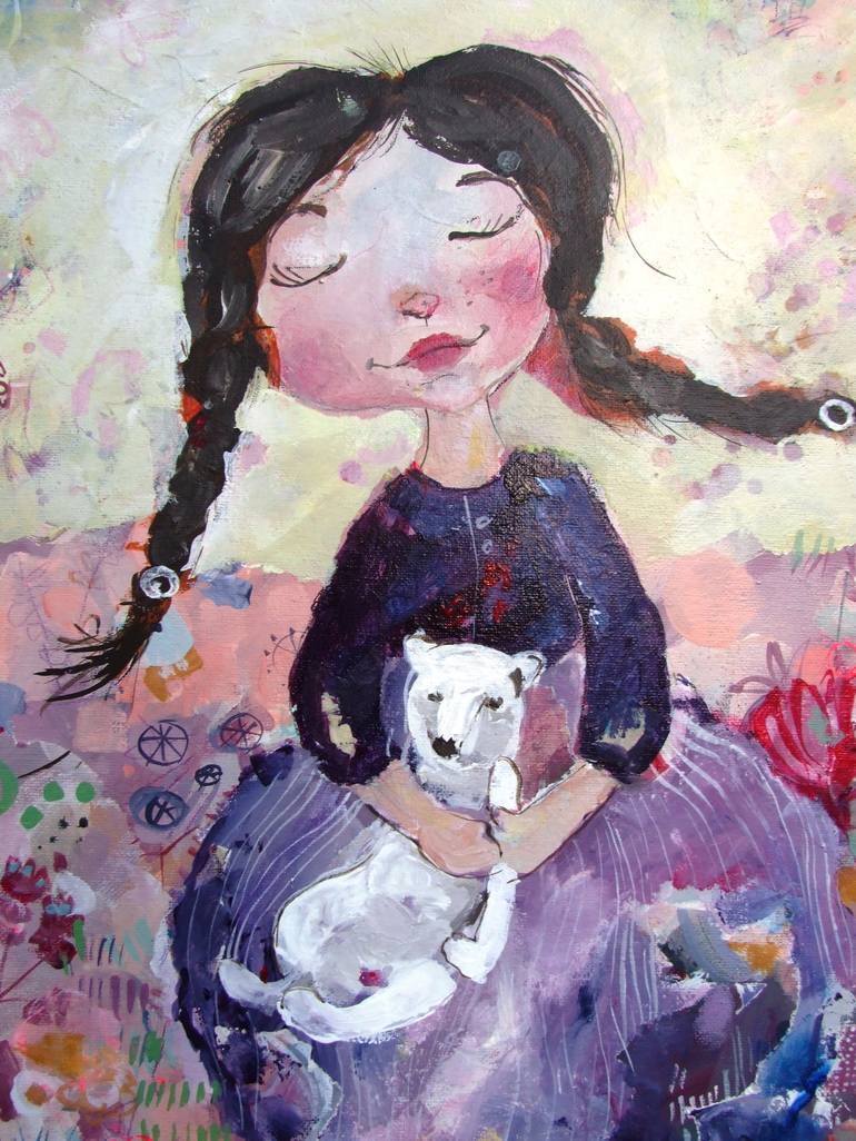 Original Fine Art Children Painting by RENATA KACOVA