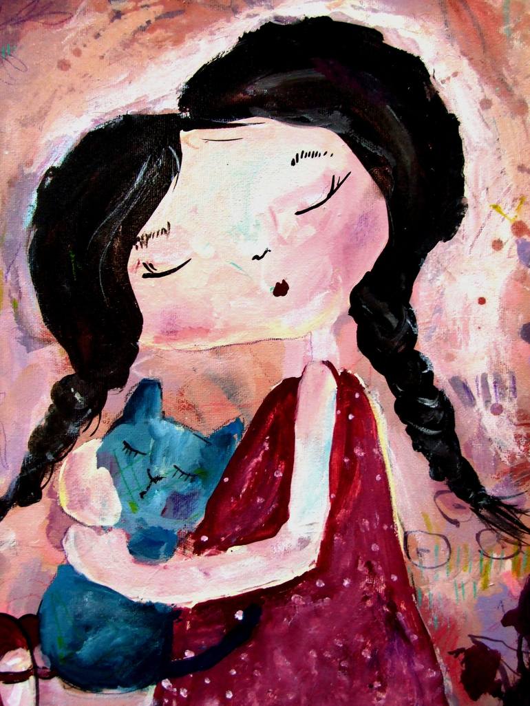 Original Fine Art Children Painting by RENATA KACOVA