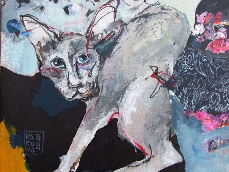 Original Expressionism Animal Painting by RENATA KACOVA