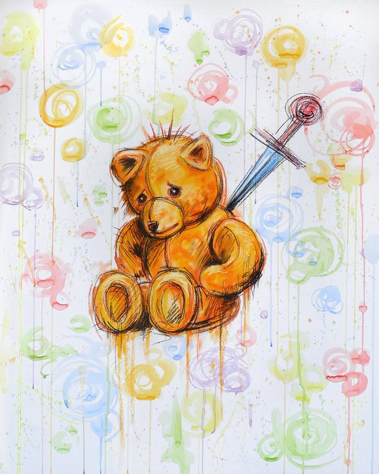 Unsolved Murder Of A Teddy Bear Drawing By Vladimir Tomilov E Saatchi Art