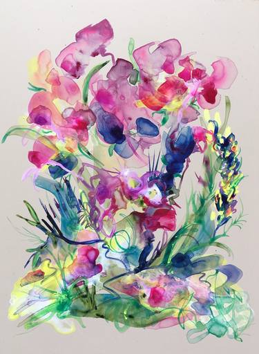 Print of Abstract Expressionism Floral Paintings by Synnöve Seidman