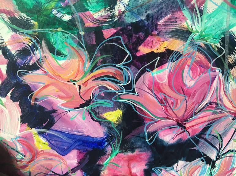 Original Abstract Expressionism Floral Painting by Synnöve Seidman