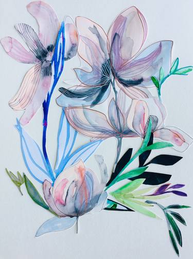 Original Abstract Floral Collage by Synnöve Seidman