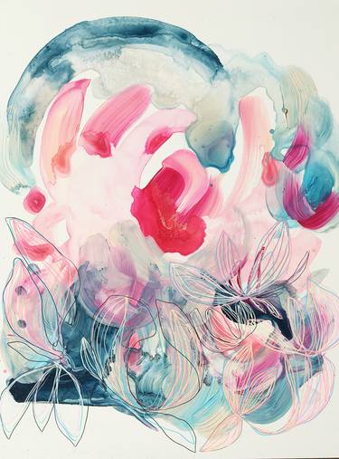 Print of Abstract Expressionism Floral Paintings by Synnöve Seidman