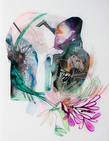 Original Abstract Botanic Collage by Synnöve Seidman