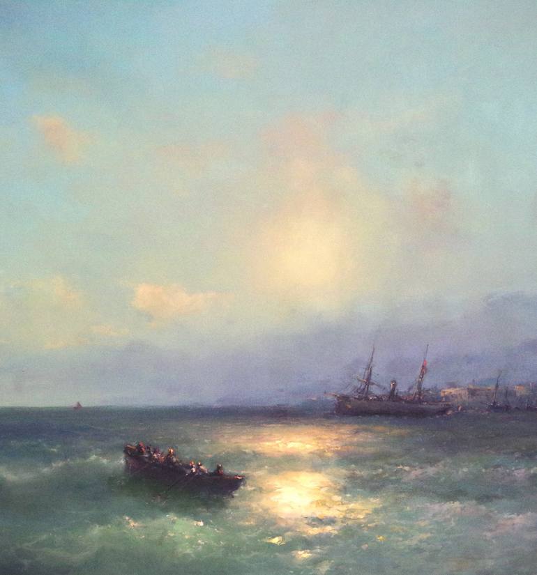 Original Impressionism Seascape Painting by Vayer Art