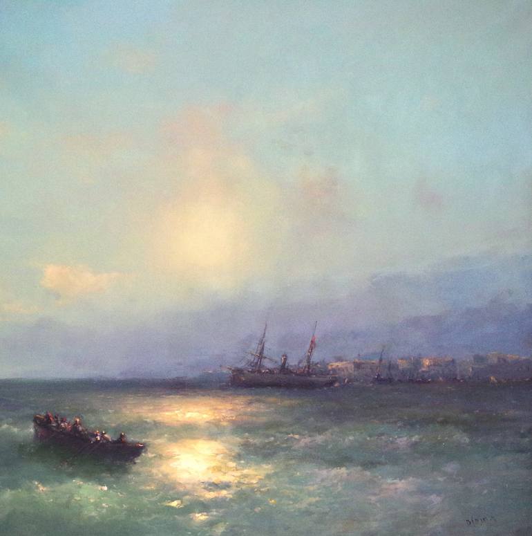 Original Impressionism Seascape Painting by Vayer Art