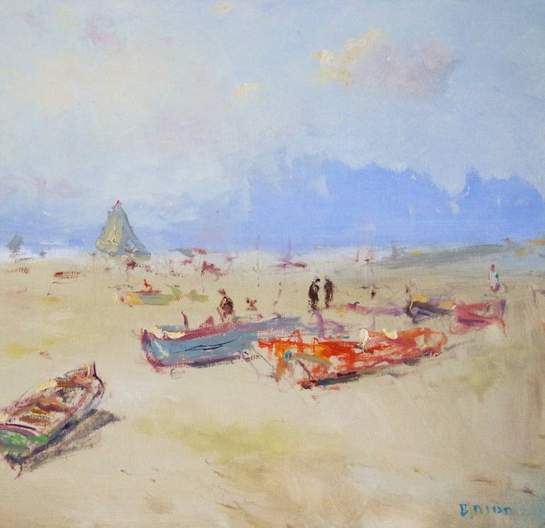 Original Impressionism Seascape Painting by Vayer Art