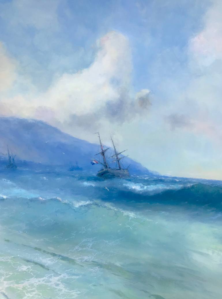 Original Impressionism Seascape Painting by Vayer Art