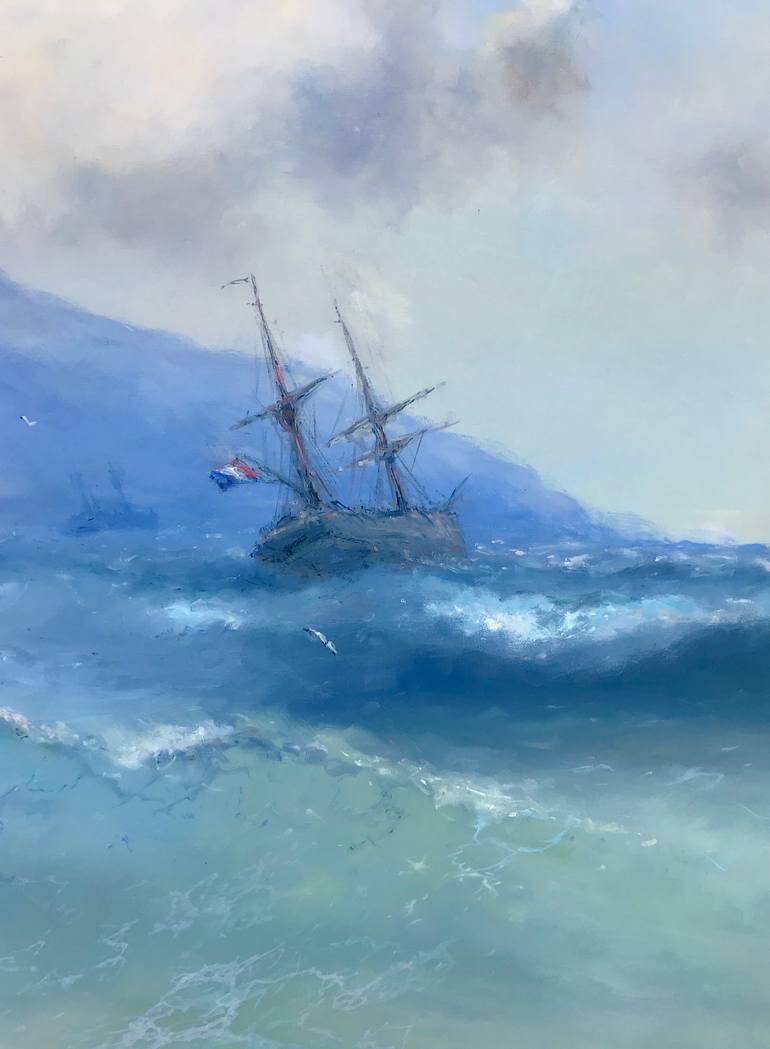 Original Impressionism Seascape Painting by Vayer Art