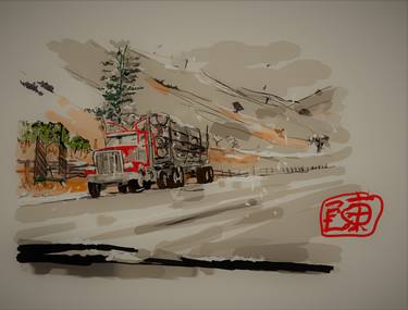 Print of Transportation Mixed Media by Debbi Saccomanno Chan