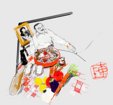 Original Figurative Cuisine Printmaking by Debbi Saccomanno Chan