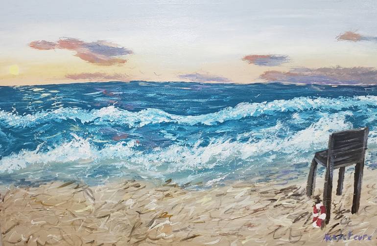 Sitting by the Beach Acrylic Painting Painting by Alexander Le