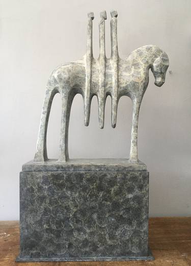 Original Abstract Horse Sculpture by Marie Ackers