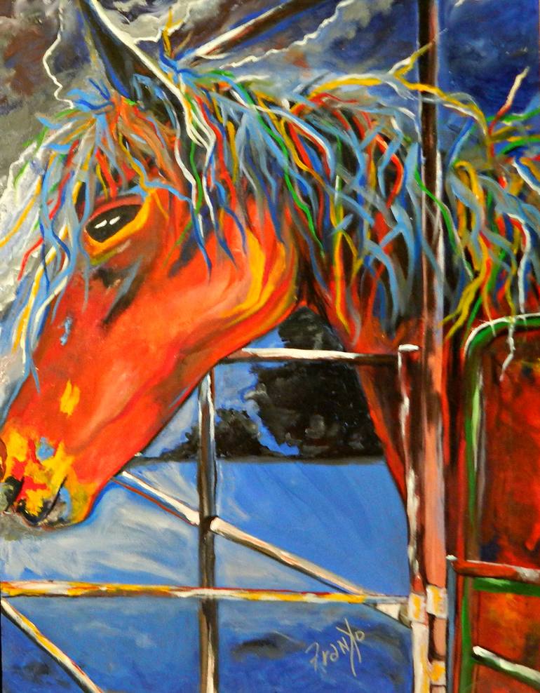 Original Expressionism Horse Painting by Francisco Dominguez