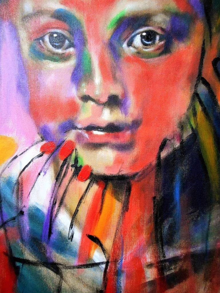Original Abstract Expressionism Portrait Painting by Haelyn Y