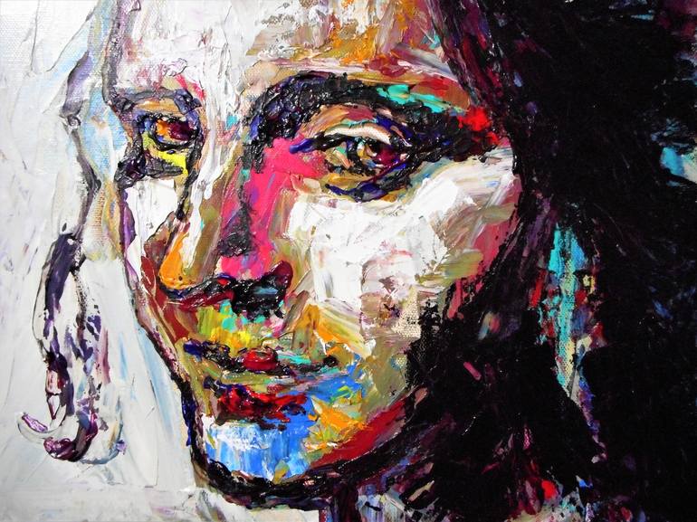 Original Expressionism Portrait Painting by Haelyn Y