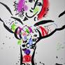 Marc Chagall inspired, juggler, female, circus, figurative, impressionism, drawing