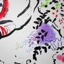 Marc Chagall inspired, juggler, female, circus, figurative, impressionism, drawing