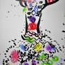 Marc Chagall inspired, juggler, female, circus, figurative, impressionism, drawing