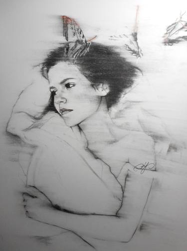 Original Expressionism Portrait Drawings by Haelyn Y