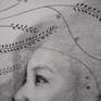 portrait, woman portrait, Gustav Klimt, black and white, contemprary, charcoal drawing, surrealism, realism, figurative